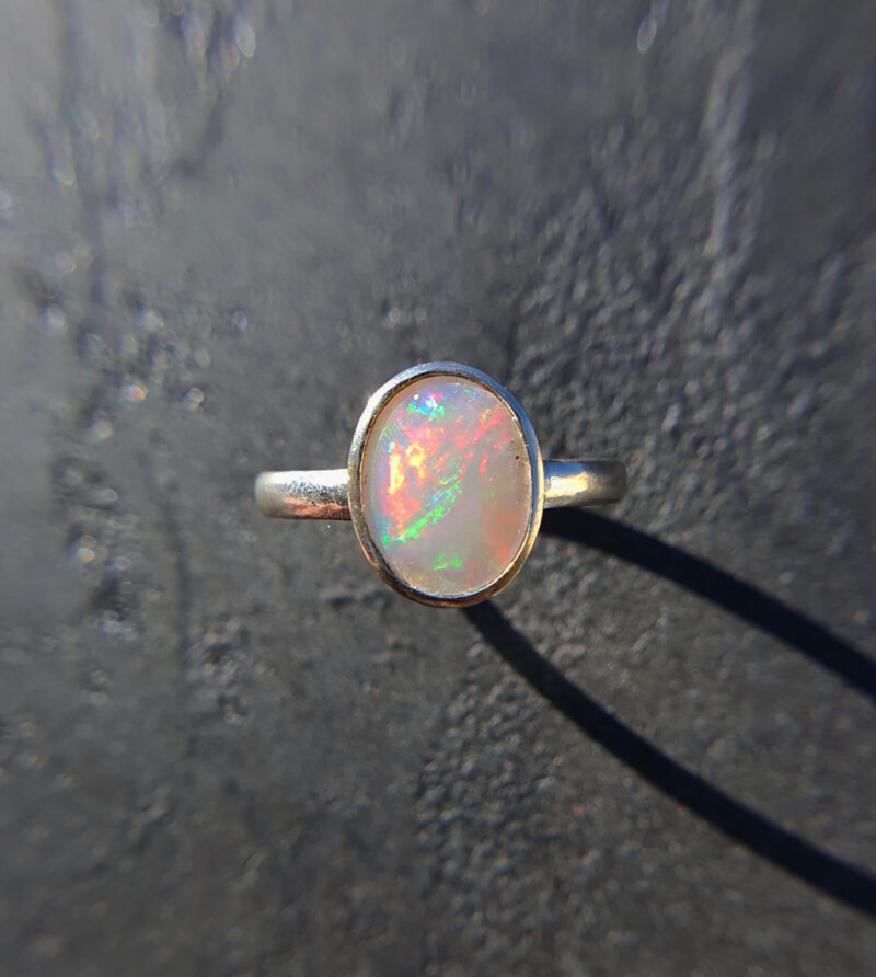 White Opal Ring -Gemini Ring