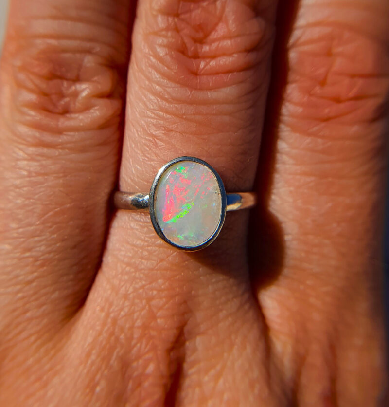 White Opal Ring -Gemini Ring - Image 2